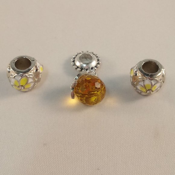 Silver Crystal Charms Spacers Necklace Bracelet - Picture 1 of 5